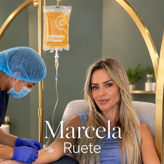 Marcela Ruete en su sesión de sueroterapia con Inmune Power en Nature Power